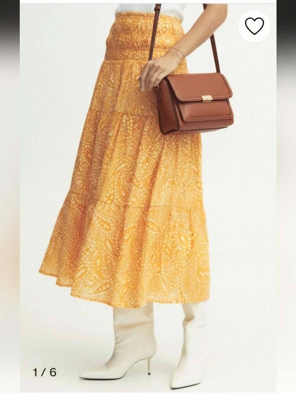 b.young Size M-L A-Line Skirt in a bright Orange and white paisley print
